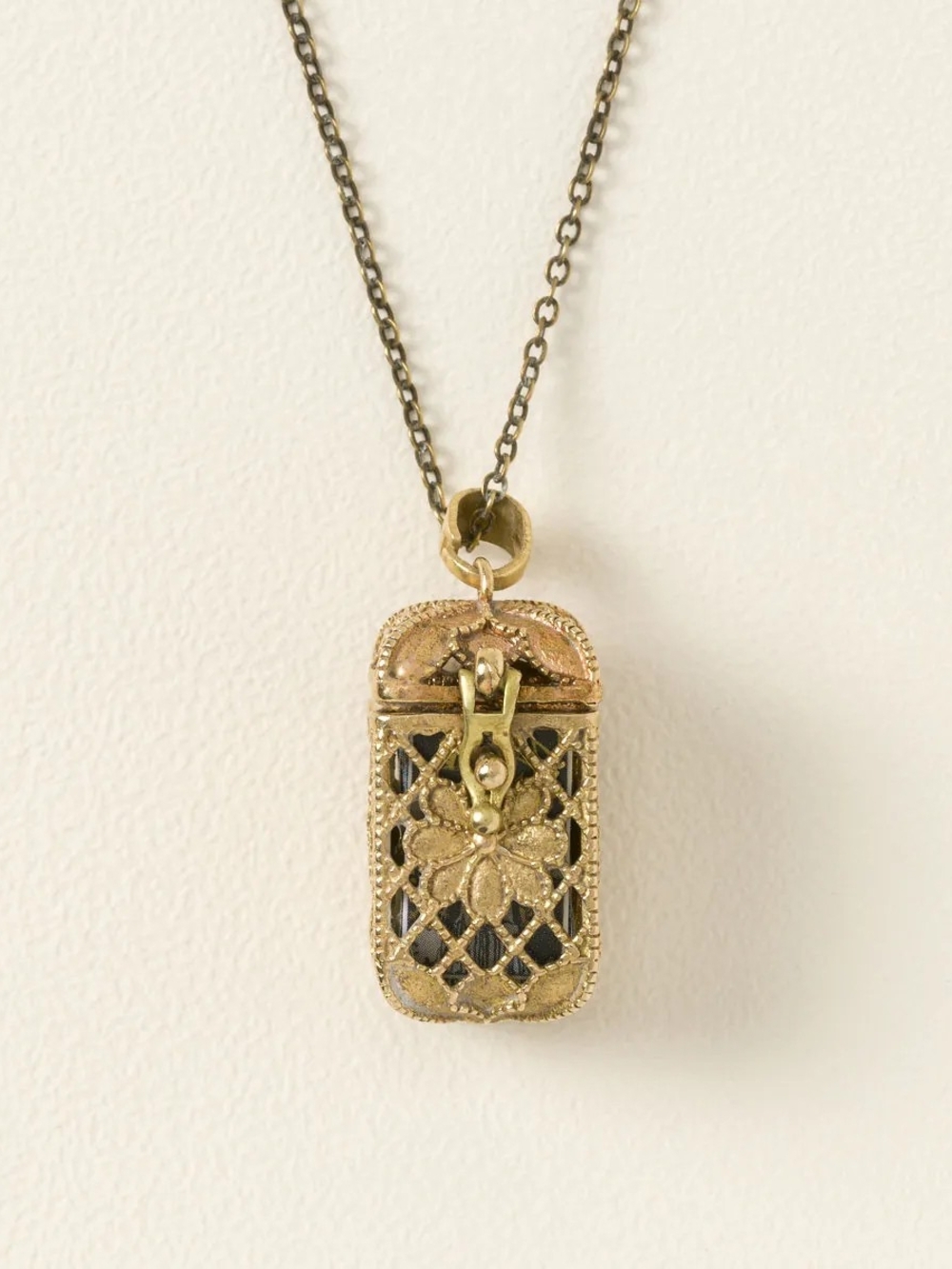 Tiny Tarot Deck Filigree Floral Locket Pendant Necklace